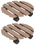 vidaXL Pflanzenroller 2 Stk. WPC : Farbe - Braun / Rund, Gr&ouml;&szlig;e - 30 x 7.5 cm