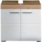 Ebuy24 AmandaMandoBea Waschbeckenunterschrank wei&szlig; Hochglanz, Eiche Dekor.