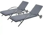 Mendler 2er-Set Sonnenliege HWC-E27, Relaxliege Gartenliege, Poly-Rattan ~ schwarz