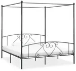 vidaXL Himmelbett-Gestell Grau Metall 180 x 200 cm