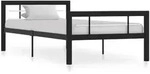 vidaXL Bettgestell Schwarz und Wei&szlig; Metall 90&times;200 cm
