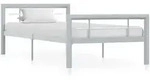 vidaXL Bettgestell Grau und Wei&szlig; Metall 90&times;200 cm