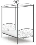 vidaXL Himmelbett-Gestell Grau Metall 90 x 200 cm
