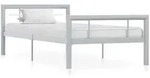 vidaXL Bettgestell Grau und Wei&szlig; Metall 100 &times; 200 cm