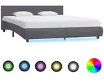 vidaXL Bettgestell mit LED Grau Kunstleder 180x200 cm