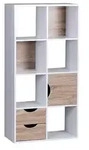 FineBuy B&uuml;cherregal Standregal Wei&szlig; freistehend Regal Sonoma T&uuml;r Schub Wei&szlig; Holz