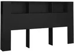 vidaXL Kopfteil mit Ablagen Schwarz 180x18,5x104,5 cm