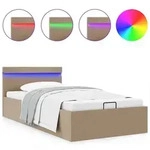 vidaXL Stauraumbett mit LED Cappuccino-Braun Kunstleder 100&times;200cm