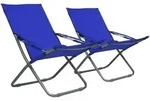 vidaXL Klappbare Strandst&uuml;hle 2 Stk. Stoff Blau