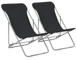 vidaXL Klappbare Strandst&uuml;hle 2 Stk. Stahl und Oxford-Gewebe Schwarz