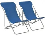 vidaXL Klappbare Strandstühle 2 Stk. Stahl und Oxford-Gewebe Blau vidaXL Klappbare Strandstühle 2 Stk. Stahl und Oxford-Gewebe Blau