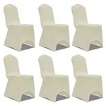 vidaXL 6 x Stuhlhusse Stretchhusse cremefarben