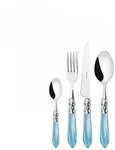 aladdin chromring, besteckset 24 tlg. hellblauem griff, galeriebox, casa bugatti