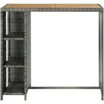 vidaXL Bartisch mit Stauraum Grau 120x60x110 cm Geflochtenes Harz Modell Nova Atelier