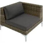 tectake Modulares Rattanset Villanova Aluminium Ecke links Anthrazit-Meliert