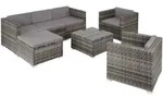 tectake Rattan Lounge Lignano mit 2 Sesseln Grau