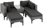 tectake Rattan Lounge mit Aluminiumgestell Bellaria Grau
