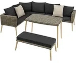 tectake Rattan Lounge mit Aluminiumgestell Pula Natur