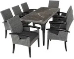 tectake Rattan Tisch Foggia mit 8 St&uuml;hlen Rosarno Grau