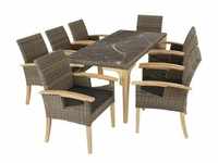 tectake Rattan Tisch Foggia mit 8 Stühlen Rosarno mit stabilen Holzgestellen