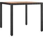 vidaXL Gartentisch mit Holzplatte Schwarz Poly Rattan & Akazienholz