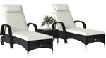 Outsunny-Liege-200L x 73B x 103H cm-Schwarz+Cremewei&szlig;