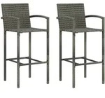 vidaXL Barhocker 2 Stk. Grau Poly Rattan