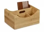 Relaxdays Schreibtischorganizer Bambus, Stiftek&ouml;cher, 4 F&auml;cher, Griff, nat&uuml;rliche