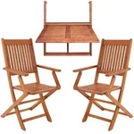 CASARIA&reg; Balkonset 3-tlg Holz Wetterfest