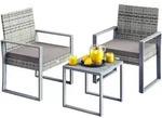 CASARIA&reg; Polyrattan Gartenm&ouml;bel WPC Tisch 2 St&uuml;hle