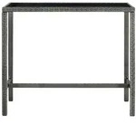 vidaXL Garten-Bartisch Grau 130x60x110 cm Poly Rattan und Glas