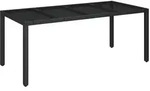 vidaXL Gartentisch mit Glasplatte Schwarz 190x90x75 cm Poly Rattan