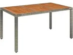 vidaXL Gartentisch mit Holzplatte Grau 150x90x75 cm Poly Rattan