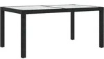 vidaXL Gartentisch 150x90x75 cm Geh&auml;rtetes Glas Poly Rattan Schwarz