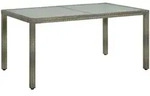 vidaXL Gartentisch 150x90x75 cm Hartglas und Poly Rattan Grau