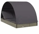 vidaXL 2-Personen-Sonnenliege mit Dach Grau 211x112x140 Poly Rattan