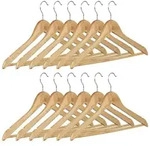 Relaxdays Kleiderb&uuml;gel Set, 12 Hosenb&uuml;gel aus Holz, Garderobenb&uuml;gel, Haken 360&deg;