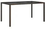vidaXL Gartentisch 150x90x75 cm Geh&auml;rtetes Glas Poly Rattan Braun
