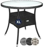 CASARIA&reg; Polyrattan Balkontisch Beistelltisch Rund &Oslash; 80cm Schwarz