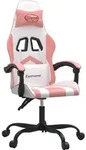 vidaXL Gaming-Stuhl Drehbar Wei&szlig; und Rosa Kunstleder