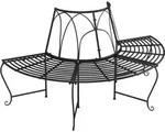 vidaXL Baumbank Halbrund &Oslash;159 cm Schwarz Stahl