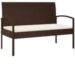 vidaXL Gartenbank mit Kissen Braun 105 cm Poly Rattan
