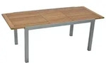 Merxx Ausziehtisch 150 (200) x 90 cm, Aluminium/Akazienholz, Silber