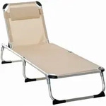 Outsunny - Sonnenliege - 165 x 60 x 76 cm - beige