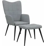 vidaXL Relaxsessel mit Hocker Hellgrau Stoff