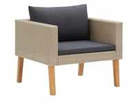 vidaXL 1-Sitzer-Gartensofa mit Auflagen Poly Rattan Beige