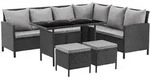 SVITA MADISON Polyrattan Essgruppe Gartenm&ouml;bel Set Rattan Lounge Ecksofa Schwarz