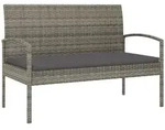vidaXL Gartenbank mit Kissen Grau 105 cm Poly Rattan