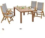 Merxx Acapulco Set 5tlg., 4 gepaddete Klappsessel, 1 Tisch 185 x 90 cm,