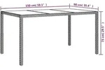 Gartentisch Geh&auml;rtetes Glas Poly Rattan V2 | vidaXL : Farbe - Weiss, Gr&ouml;&szlig;e - 150 x